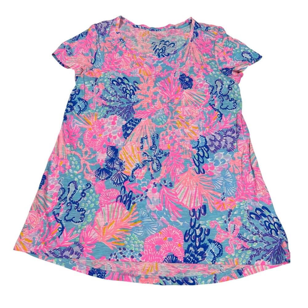 Lilly Pulitzer Womens Size S Etta Scoop Neck Cotton Short Sleeve Top